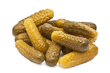 Pickles on white background