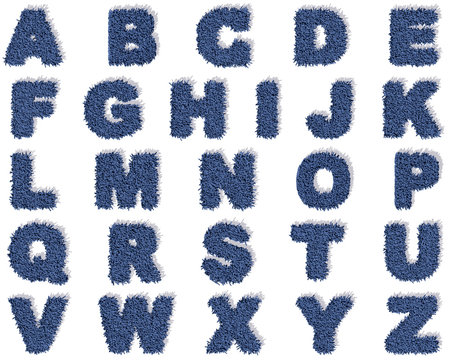 Alfabeto A-Z tappeto BLU microfibra 3d, sfondo bianco