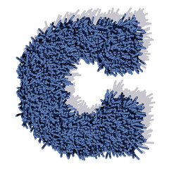 C lettera tappeto blu 3d, isolata su sfondo bianco