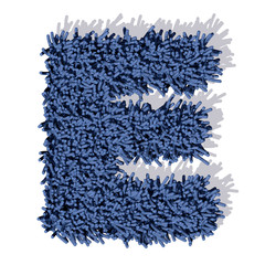 E lettera tappeto blu 3d, isolata su sfondo bianco