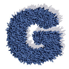 G lettera tappeto blu 3d, isolata su sfondo bianco