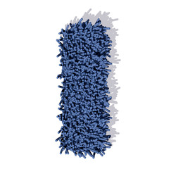 I lettera tappeto blu 3d, isolata su sfondo bianco