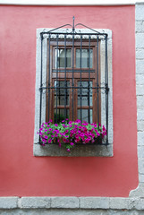 Fototapeta na wymiar Vintage home window, Xanthi, Greece