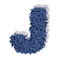 J lettera tappeto blu 3d, isolata su sfondo bianco