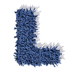 L lettera tappeto blu 3d, isolata su sfondo bianco