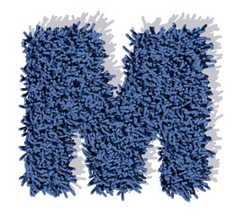 M lettera tappeto blu 3d, isolata su sfondo bianco