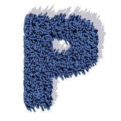 P lettera tappeto blu 3d, isolata su sfondo bianco