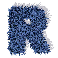 R lettera tappeto blu 3d, isolata su sfondo bianco