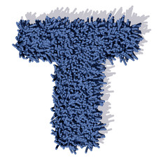 T lettera tappeto blu 3d, isolata su sfondo bianco