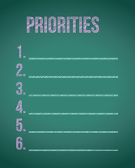 priorities chalkboard list illustration
