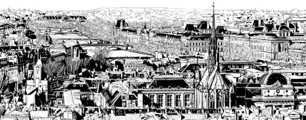 Poster Panoramic view of Paris © Isaxar
