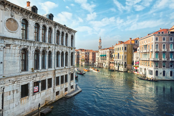 Fototapeta na wymiar Typical view of the Canal Grande Canale in Venice, Italy