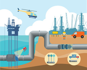 fuel pipeline management infographic illustration - obrazy, fototapety, plakaty
