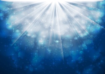 Blue sparkling lights vector shiny background