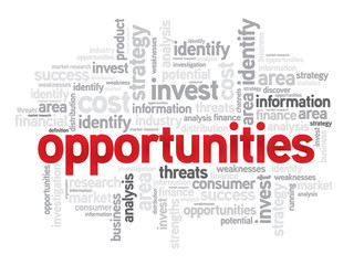 Opportunities business concept in word tag cloud, vector