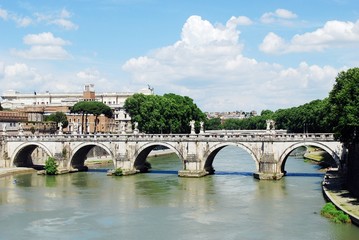 Obraz na płótnie Canvas Tiber river and Rome city view on May 30, 2014