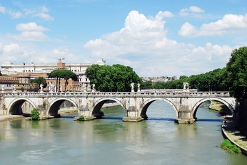 Tiber river and Rome city view on May 30, 2014