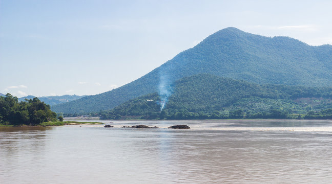 river and mountain landscape scene