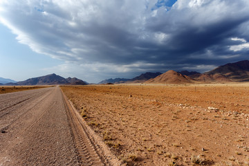 panorama of fantrastic Namibia moonscape landscape