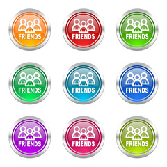 friends colorful vector icons set