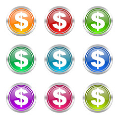 dollar colorful vector icons set