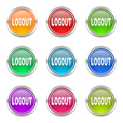 logout colorful vector icons set