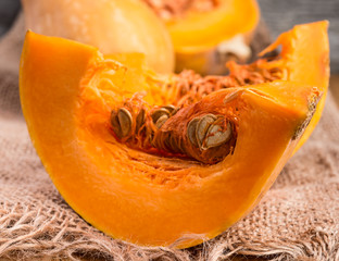 Close-up  sliced pumpkin
