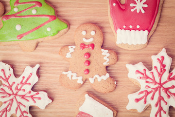 Christmas cookies on wood
