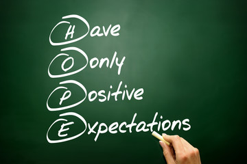 Hand drawn HOPE acronym, business concept on blackboard
