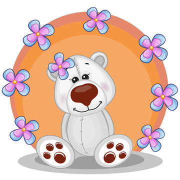 Polar Bear with flowers