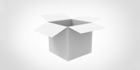 white 3D  opened metal  box isolated over white background