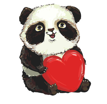 Vector Panda. Panda baby. valentine's day