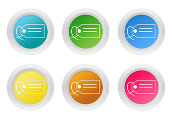 Set of rounded colorful buttons with label symbol