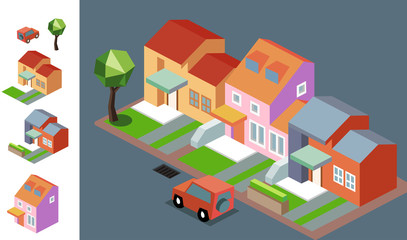 Night Neighbourhood isometric vector