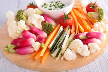 fresh vegetables with dip