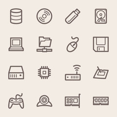 Computer components web icons set