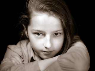 Cute schoolgirl portrait, close-up
