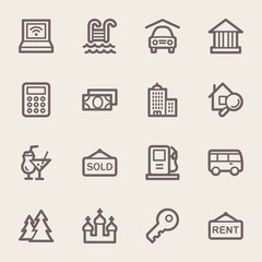 Travel web icons set