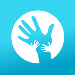 children and father hands together