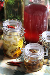 Mix of homemade canned delicious food