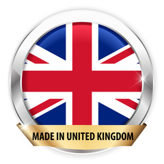 Obraz premium made in united kingdom silver badge isolated button