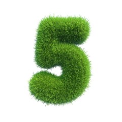 Number symbol of green fresh grass isolated on a white
