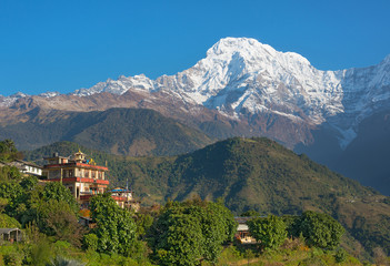 Fototapeta na wymiar View of peaceful Himalayan village ( Ghandruk - Nepal ) 