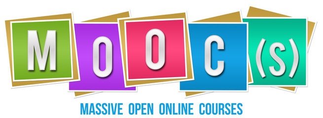 Moocs - Massive Open Online Courses Colorful Blocks