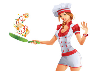 Cute woman cook