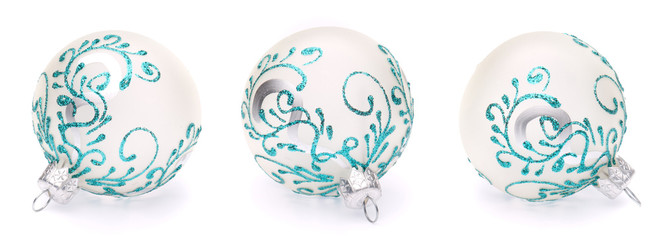 white christmas balls on white background