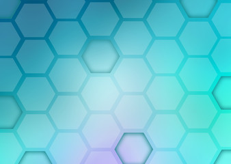 Abstract blue background with shape hexagons.