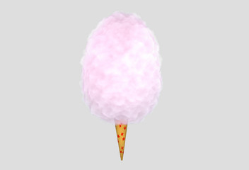 Pink cotton candy on a cone