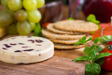 traditional homemade stilton cheese on board