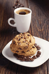 Chocolate cookies and coffee
